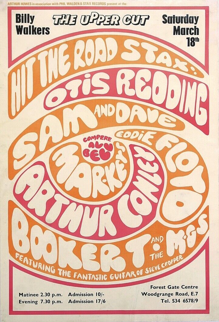 OTIS REDDING / SAM & DAVE etc Rare Concert Poster - STAX UK Tour 1967  reprint