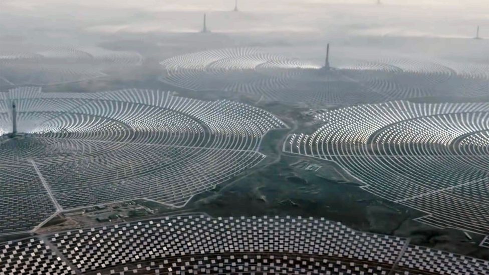 In Blade Runner 2049, solar panels and synthetic farming stretch to the distance (Credit: Blade Runner 2049)
