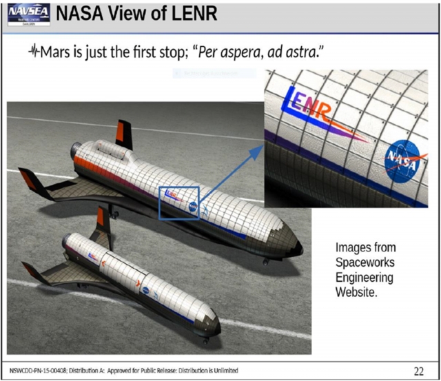 Spaceworks is the NASA 2014 LENR spacecraft concept. Slide title:
