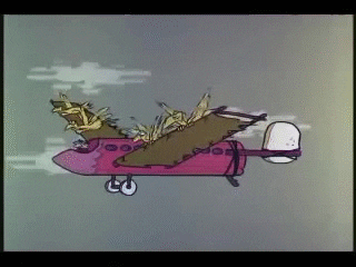 boomunderground flintstones airplane plane cartoon vintage GIF